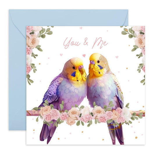 Love Birds Anniversary Card - 'You and Me' - Romantic Gifts for Husband, Wife, Married Couples, His, Her , Mum & Dad - Heart You - Comes with Fun Stickers