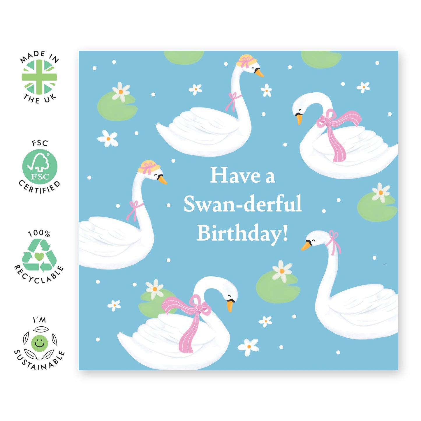 Birthday Card For Men Women - Have A Swan-der-ful Birthday - Daughter Birthday Card From Mum - Grandma Greeting Cards - Gifts For Him Her - Comes With Stickers By Central 23