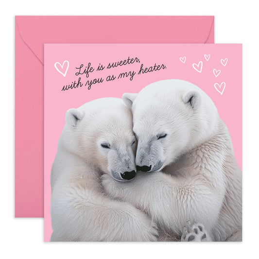 Love Cards For Him Her - Life Is Sweeter With You Polar Bears - Valentines Day Card Girlfriend Boyfriend - Gift For Fiance - Anniversary Card Couple - Husband Wife - Comes With Stickers By Central 23