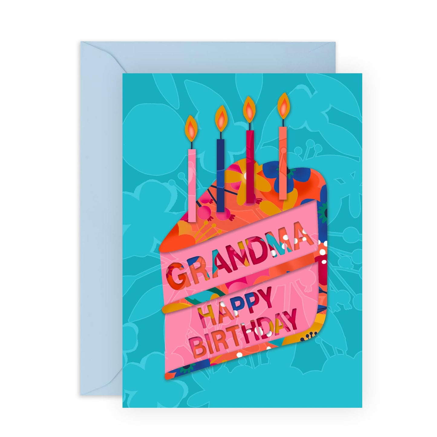 Grandma Birthday Card For Women - Cake Celebration Pretty - Happy Birthday Greeting Cards For Her Female - Gifts For Nan Grandmother Nan - Comes With Fun Stickers - By Central 23