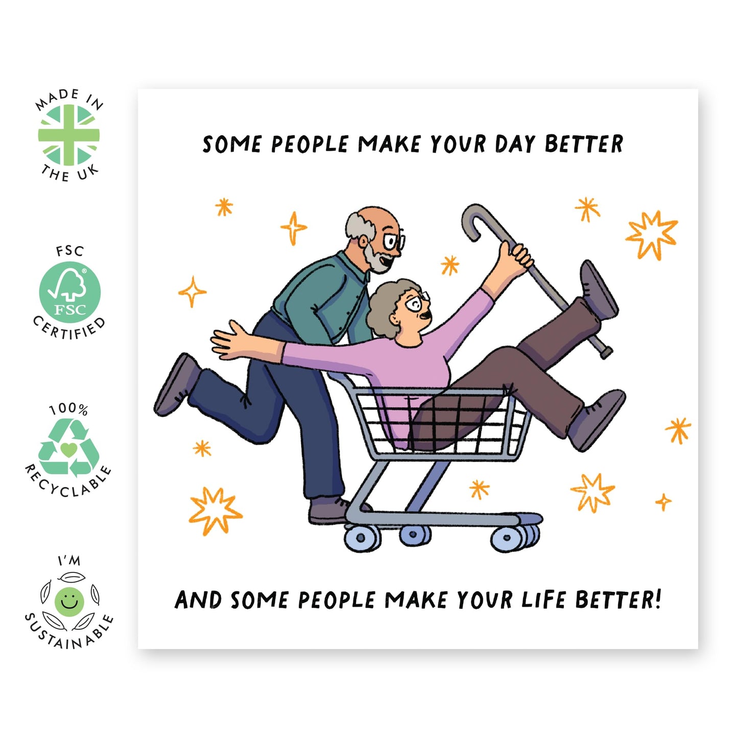 Cute & Romantic Anniversary Card - 'Make Your Life Better' - Anniversary & Valentines Gifts for Couples, Parents, Husband & Wife - Growing Old With You - Comes with Fun Stickers