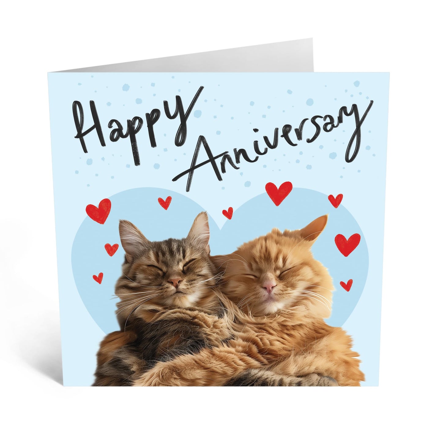 Greeting Card - 'ANNIVERSARY CATS' - Perfect for Celebrating Your Special Day with Feline Charm - Ideal for Adding a Touch of Cuteness and Love to Your Anniversary - Comes With Stickers By Central 23