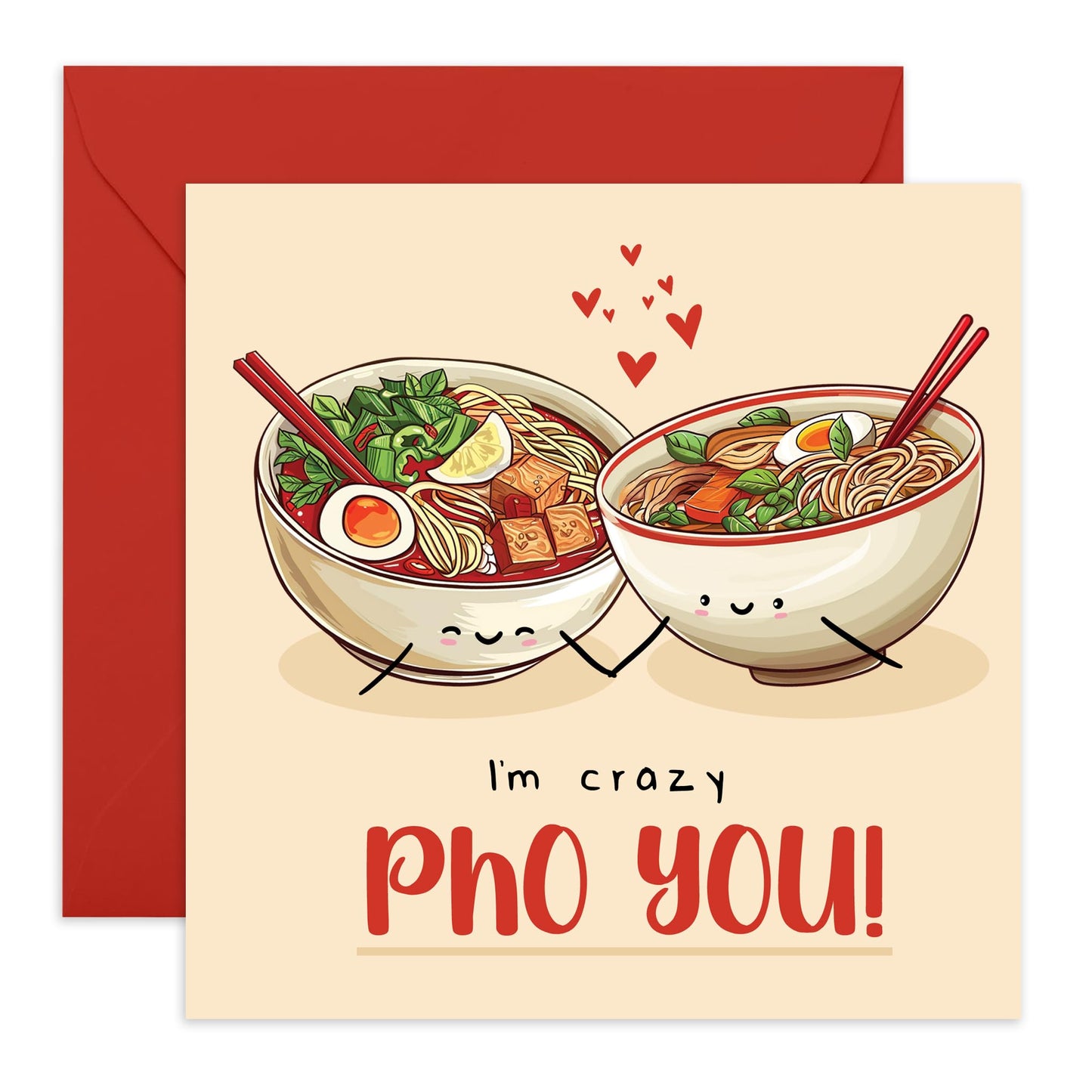 Husband Wife Greeting Cards - I'm Crazy Pho You - I Like Your Face - Valentines Day Card Girlfriend Boyfriend - Anniversary Card Couple - Comes With Stickers By Central 23
