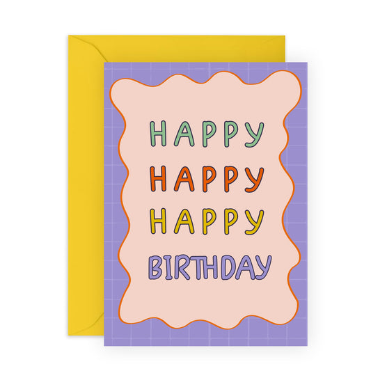 Birthday Card - 'Happy Happy Bday' - Gifts for Mum, Dad, Father, Mother, Parents, Relatives, Family, Friends, Colleagues, Coworkers - It's your day - Comes with Fun Stickers