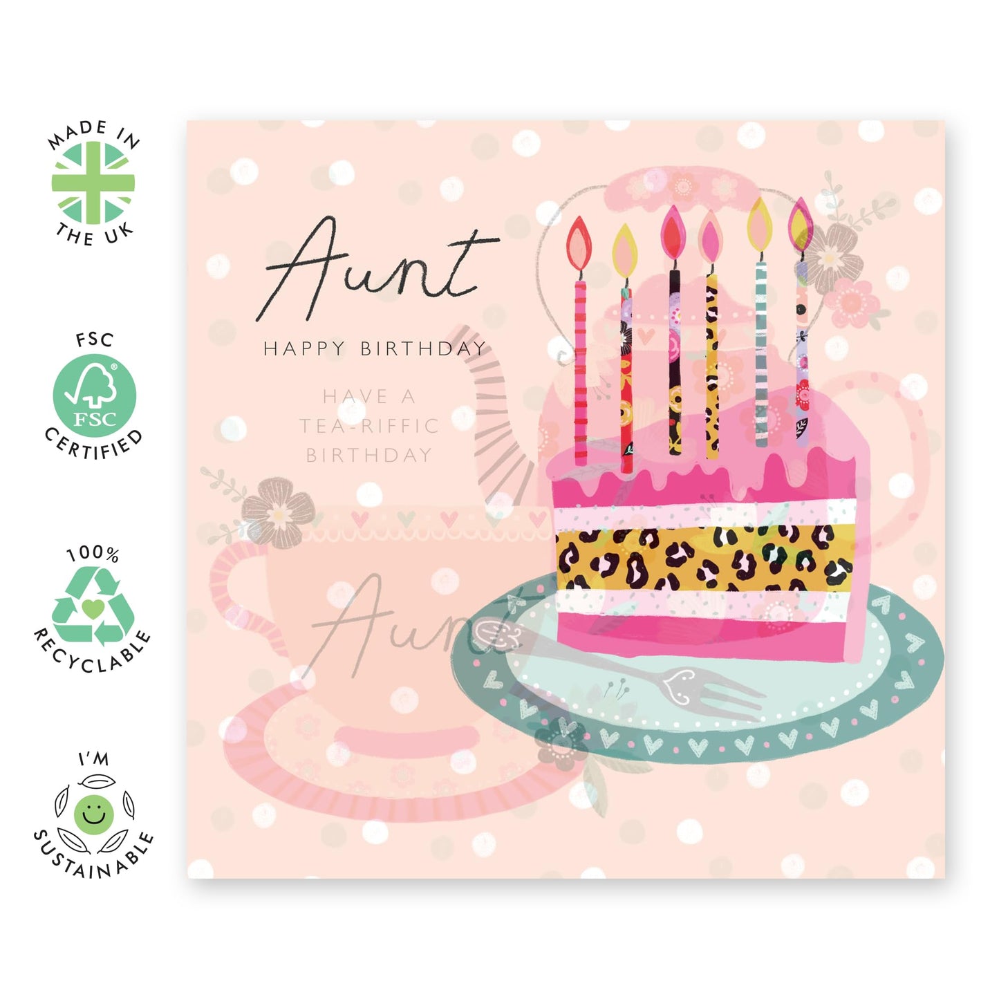 Happy Birthday Card For Aunt - Aunt Slice Of Cake - Birthday Aunty Greeting Card - Gift From Niece Nephew - Greeting Cards Her - Heartfelt Gift For Women Tia - Comes With Fun Stickers - By Central 23