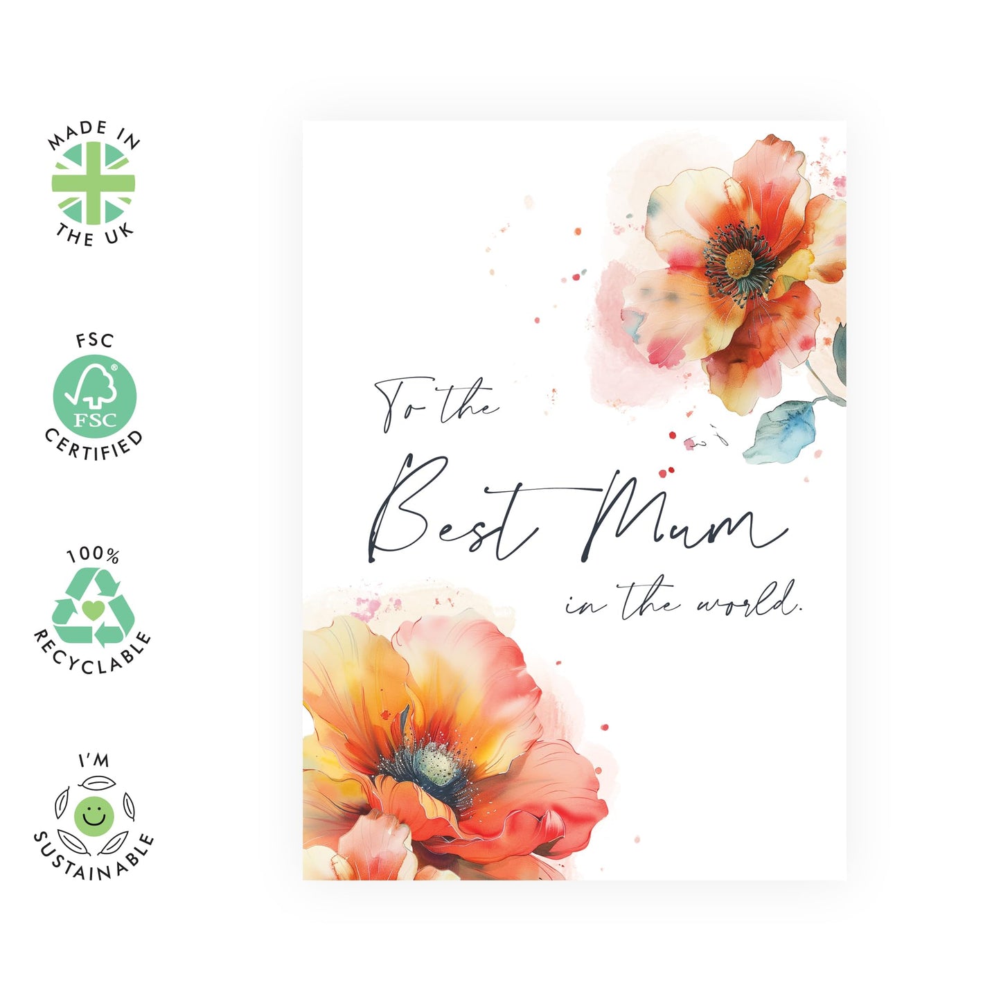 Mum Birthday Card - Mum Flowers - Greeting Cards for Mama, Mummy, Mam, Mama, Ma, Her, Women, Ladies - Thank You Gifts and Mothers Day Cards from Son Daughter Family Husband -Comes With Stickers