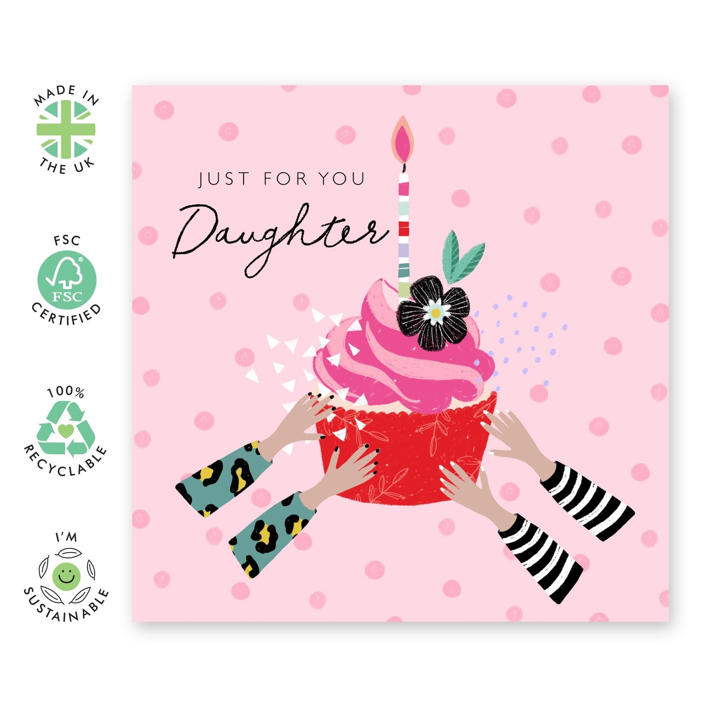 Birthday Card Daughter Female - Birthday Cards For Women - Just For You - Sweet Gifts For Girls - Love Cards And Envelopes For Her - Comes With Stickers By Central 23