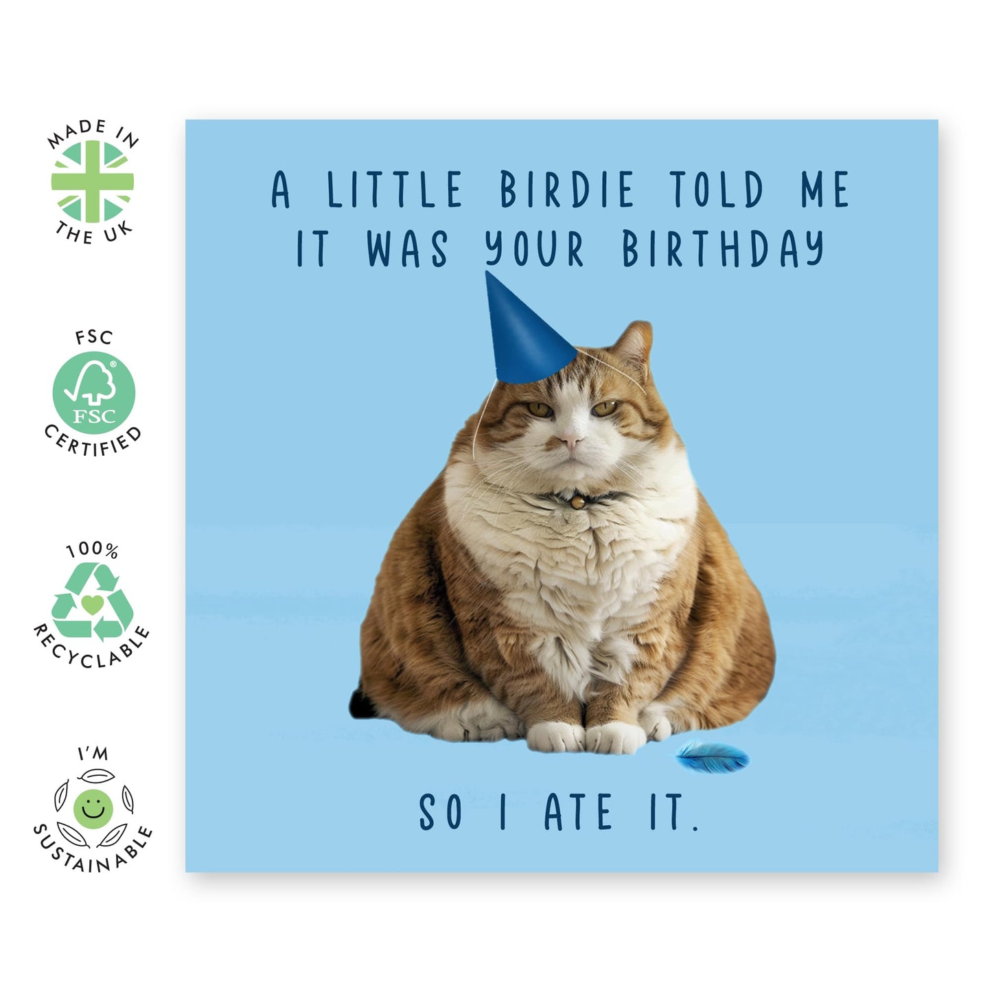 Hilarious Cat for a Birthday Card - 'I Ate It Ginger Cat' - Jokes for Coworkers, Mates, Buddy, Best Friend, Colleagues, Officemate, Classmate - Jokes for your Bday- Comes with Fun Stickers