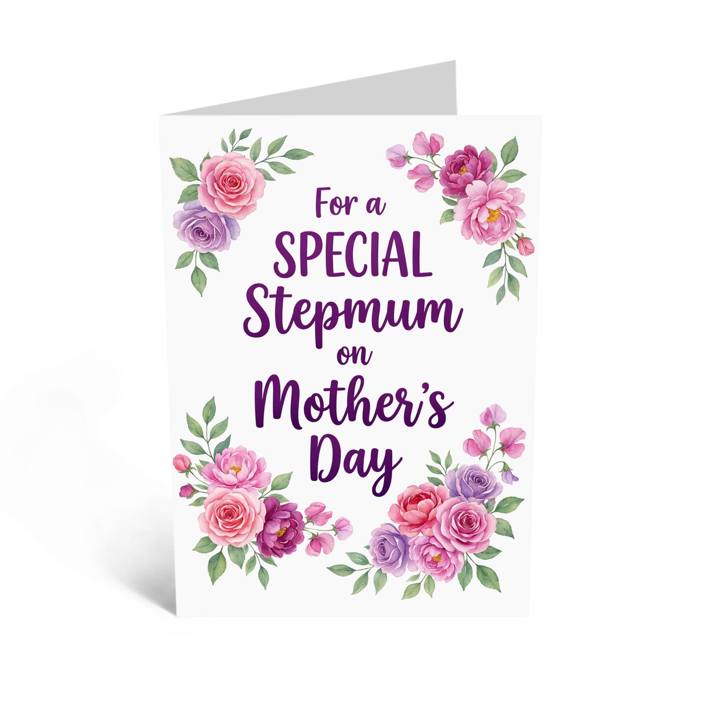 Mother’s Day Card for Stepmum - ‘For a Special Stepmum’ Elegant Floral Greeting Card - Thoughtful Keepsake for Stepmother - Made in UK - Includes Premium White Envelope
