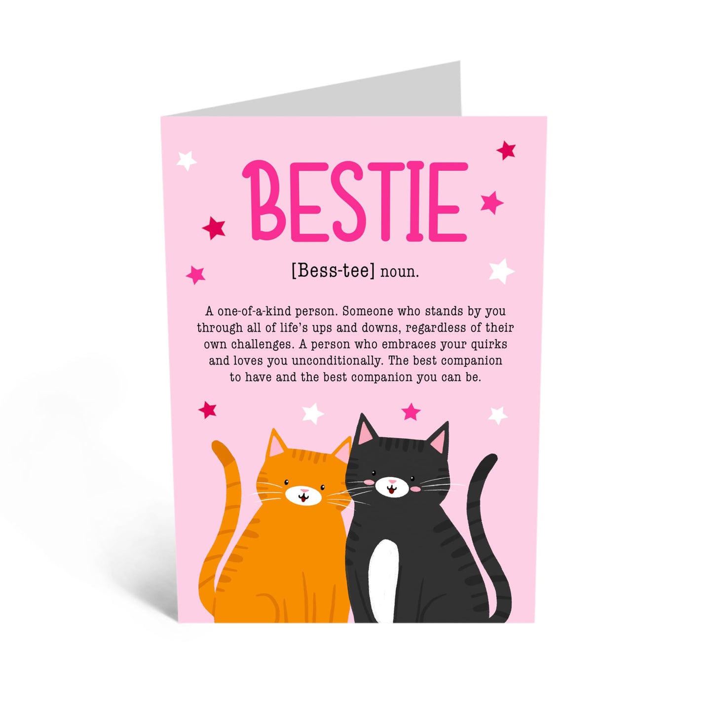 Greeting Card - 'BESTIE CATS DEFINITION' - Perfect for Celebrating a Fabulous Friendship with a Fun Twist - Ideal for Best Friends Cat Lovers BFF's Besties Sister - Comes with Stickers By Central 23