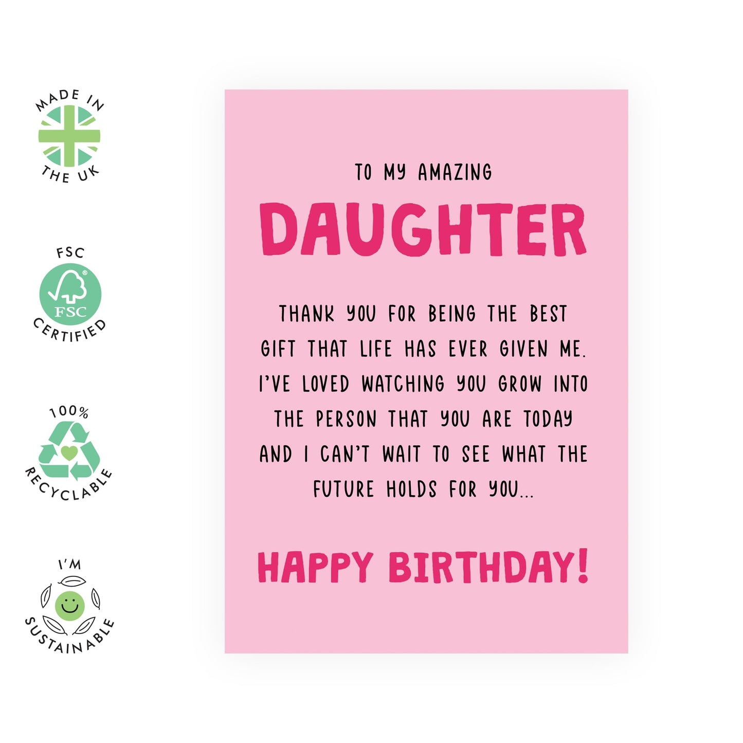 Birthday Card for Amazing Daughter - Thoughtful and Heartwarming Message - Happy Birthday Card for Her, Girls, In Law, Step Daughter, Woman - Comes with Fun Stickers