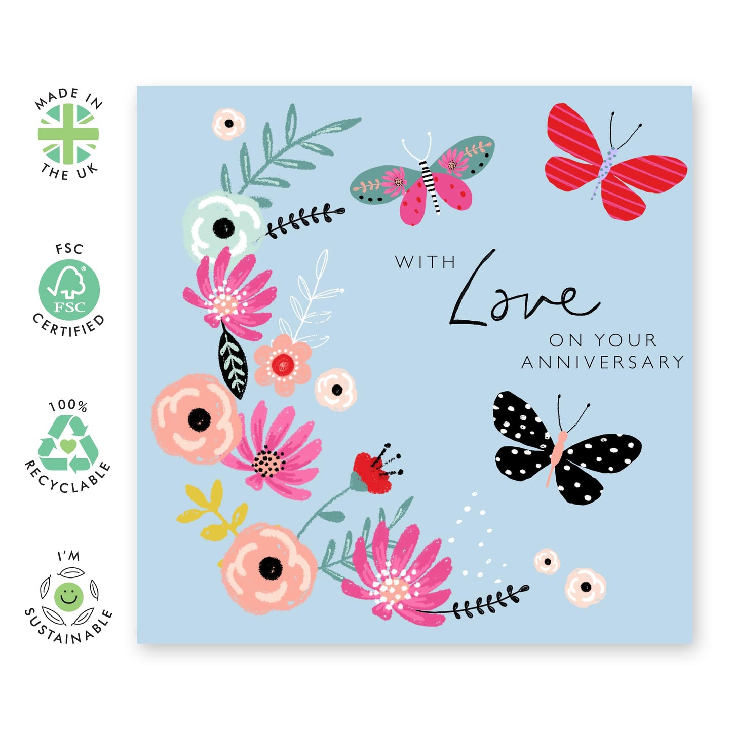 Anniversary Card For Couple Girlfriend Boyfriend - With Love Butterfly Anniversary - Wedding Anniversary Card Husband Wife - Greeting Cards For Fiance - Couple - Comes With Fun Stickers By Central 23
