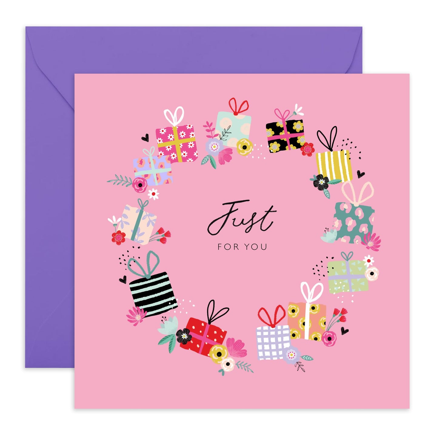 Pink Greeting Cards For Her - Just For You - All Occasion Card For Women - Blank Cards With Envelope - For Anniversary Thank You Congratulations - Comes With Stickers By Central 23
