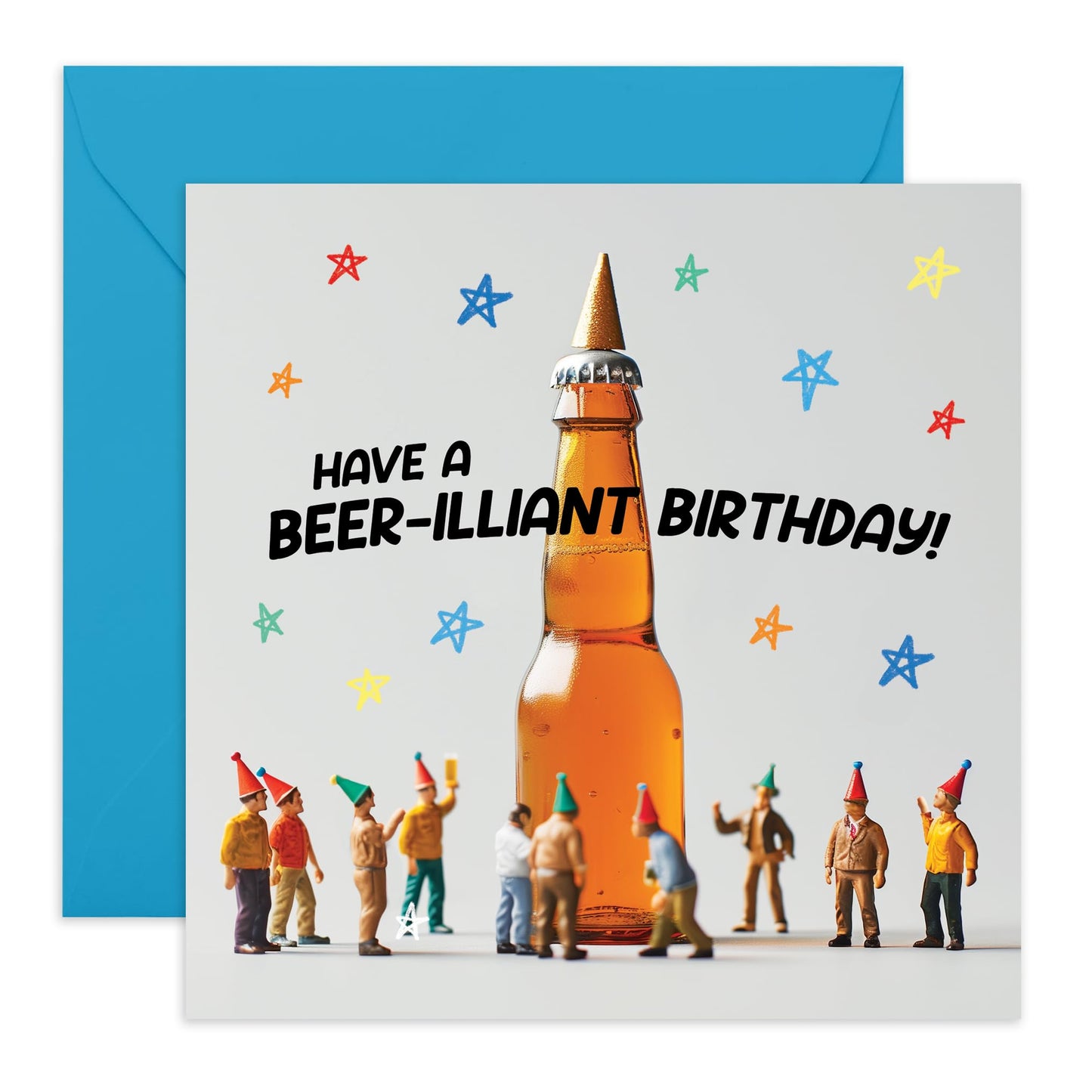Greeting Card - 'BEER-ILLIANT BIRTHDAY' - Perfect for Birthdays - Ideal for Adding Humor and Fun to His Special Day - For Him, Husband, Friends or Any Beer Lover - Comes With Stickers By Central 23