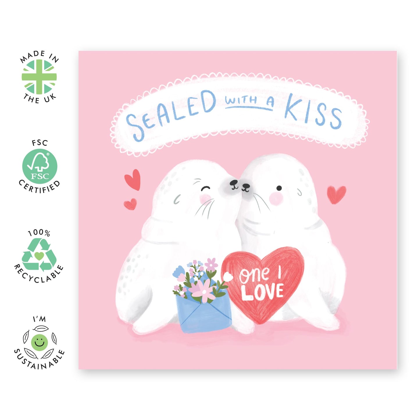Greeting Card - 'SEALED WITH A KISS CUTE' - Perfect for Any Occasion with an Adorable Sweet Design - Ideal for Expressing Affection and Charm to Special Moments - Comes With Stickers By Central 23