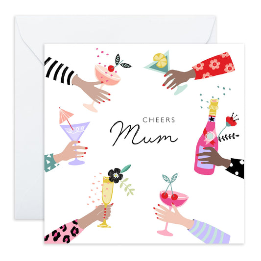 Central 23 Thank You Greeting Cards For Mum - Cheers Mum Drinks - Cute Appreciation Cards For Her - Birthday Card For Mummy - Gift For Mommy Mom - Mothers Day Card for Her - Comes With Fun Stickers