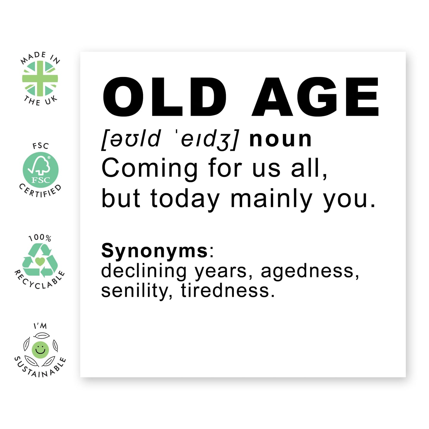 Birthday Cards For Mum And Dad - Old Age - Funny Birthday Cards For Men - Humorous Card For Women - Gifts For Him Her Friend Grandma Granddad Husband Wife - Comes With Fun Stickers By Central 23