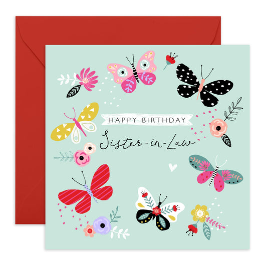 Sister In Law Birthday Cards For Her - Butterfly Birthday Card - Sister-in-law Gifts Presents - Elegant Greeting Cards And Envelopes For Women - Comes With Stickers By Central 23
