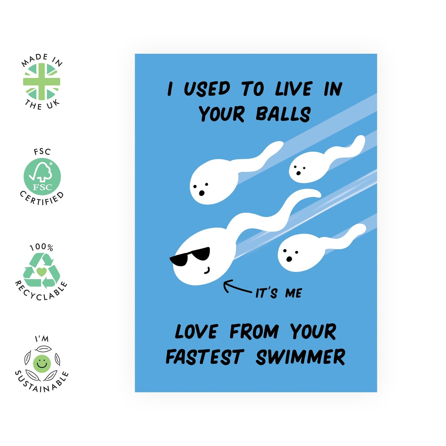 Quirky Card - 'DAD LIVE INSIDE YOUR BALLS' - For Dad with a Sense of Humor - Perfect for a Laugh and a Unique Message - Ideal for Any Occasion to Lighten the Mood - Comes with Stickers by Central 23