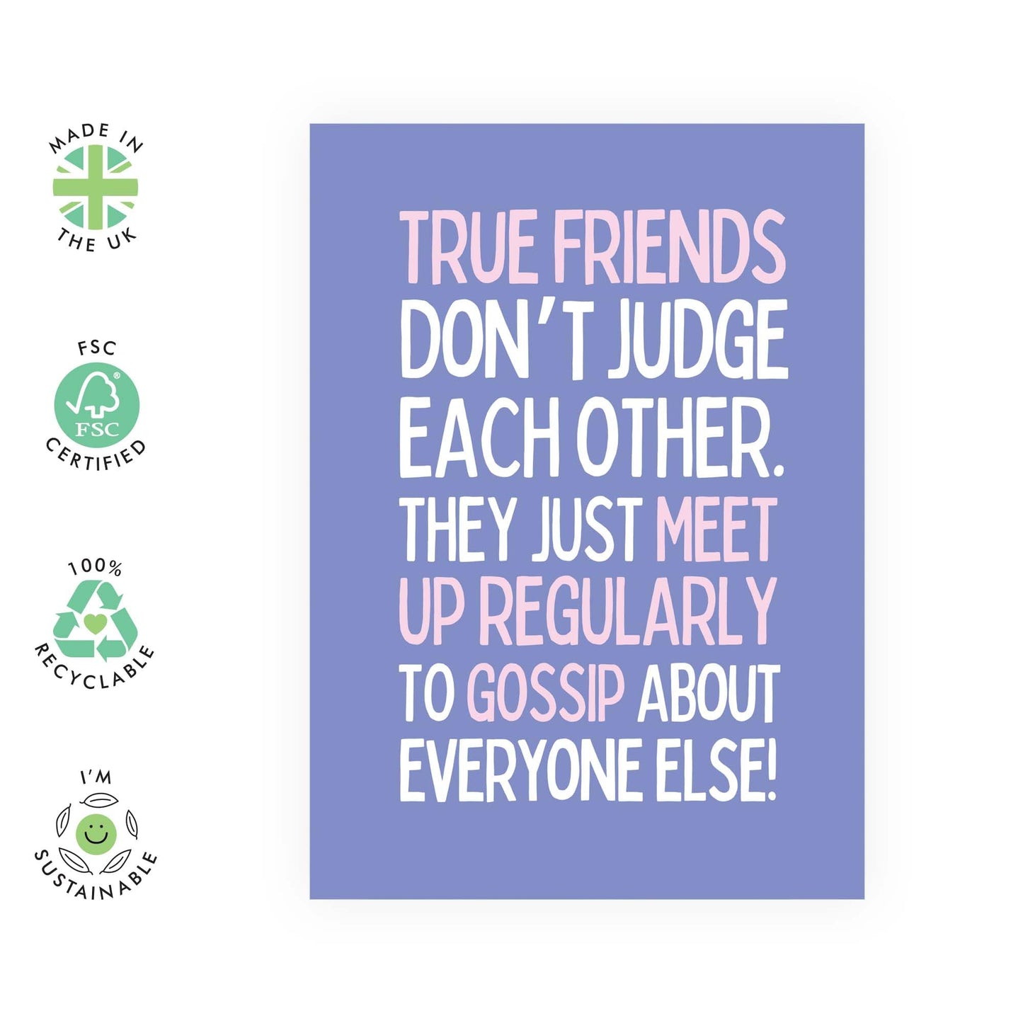 Funny Greeting Card - 'FRIENDS GOSSIP' - Perfect for Celebrating Friendship with a Touch of Humor - Ideal for Any Occasion for Wife Girlfriends Friends Sister BFFs - Comes With Stickers By Central 23