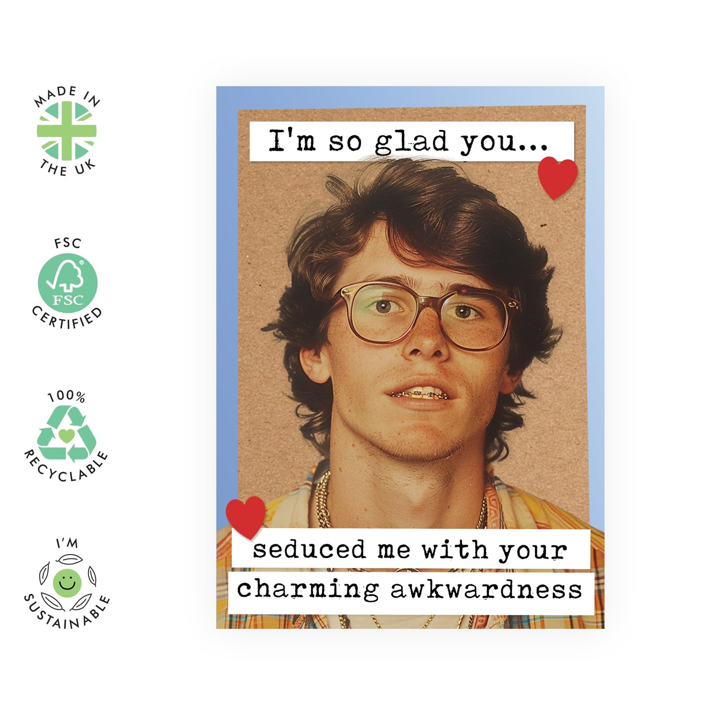 Funny Birthday Card - 'Charming Awkwardness' - Jokes for Husband, Hubby, Men, Him, His, Couples, Dad - Weird and Handsome - Comes with Fun Stickers
