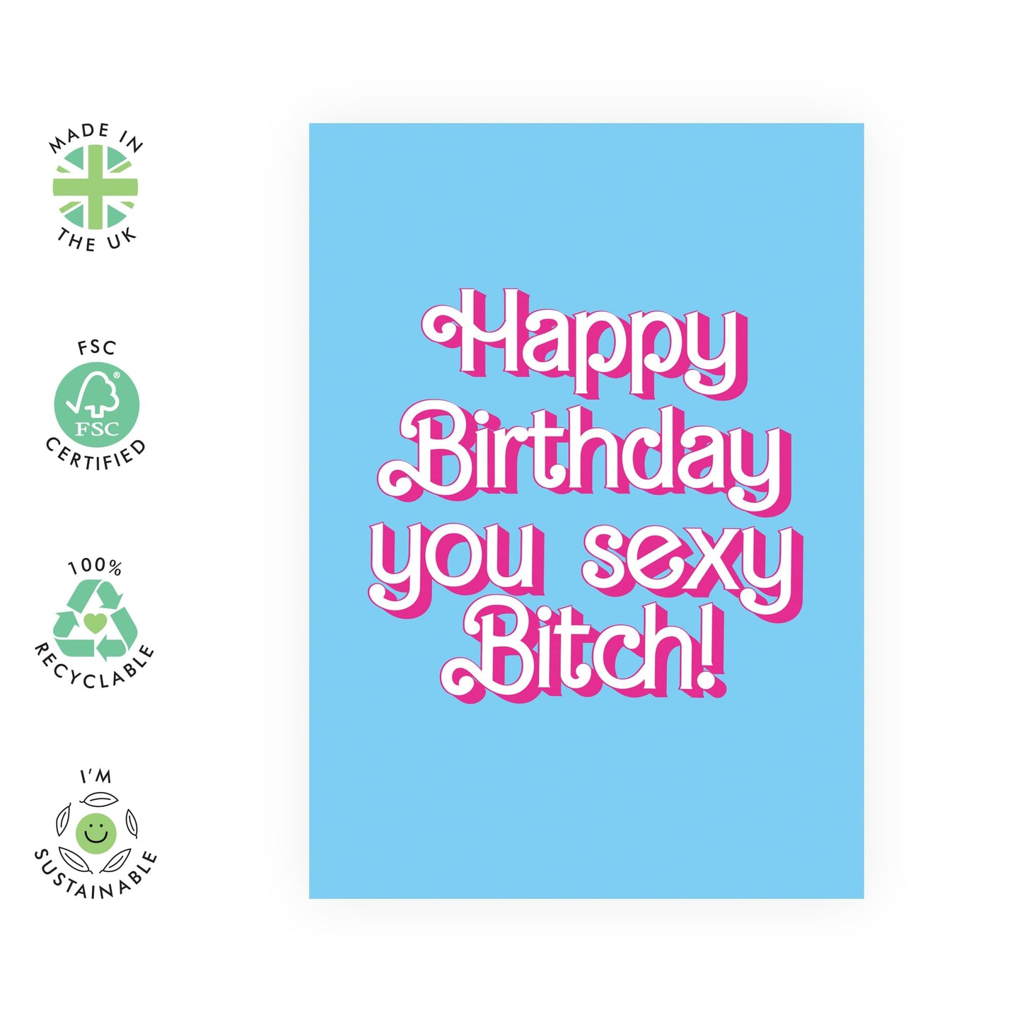 Rude Birthday Cards For Women - You Sexy B*tch - Wife Birthday Cards From Husband - Funny Greeting Cards For Girlfriend Sister Cousin - Best Friend Card - Comes With Stickers - By Central 23
