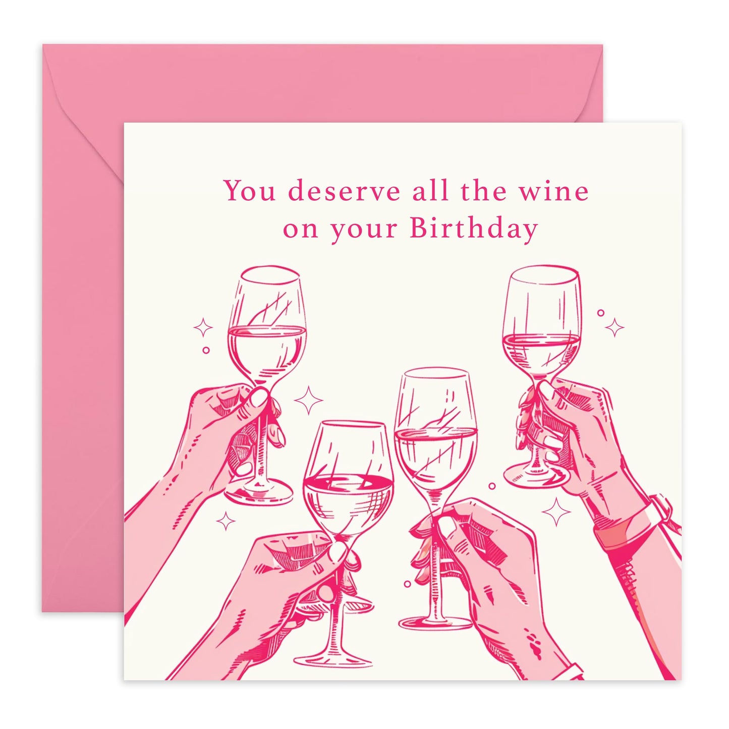 Best Friend Birthday Card - You Deserve All The Wine On Your Birthday - Cheeky Greeting Cards For Her Girls - Bestie Birthday Card Bff - Fierce Fabulous Friends - Comes With Stickers By Central 23