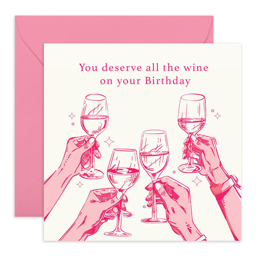 Best Friend Birthday Card - You Deserve All The Wine On Your Birthday - Cheeky Greeting Cards For Her Girls - Bestie Birthday Card Bff - Fierce Fabulous Friends - Comes With Stickers By Central 23