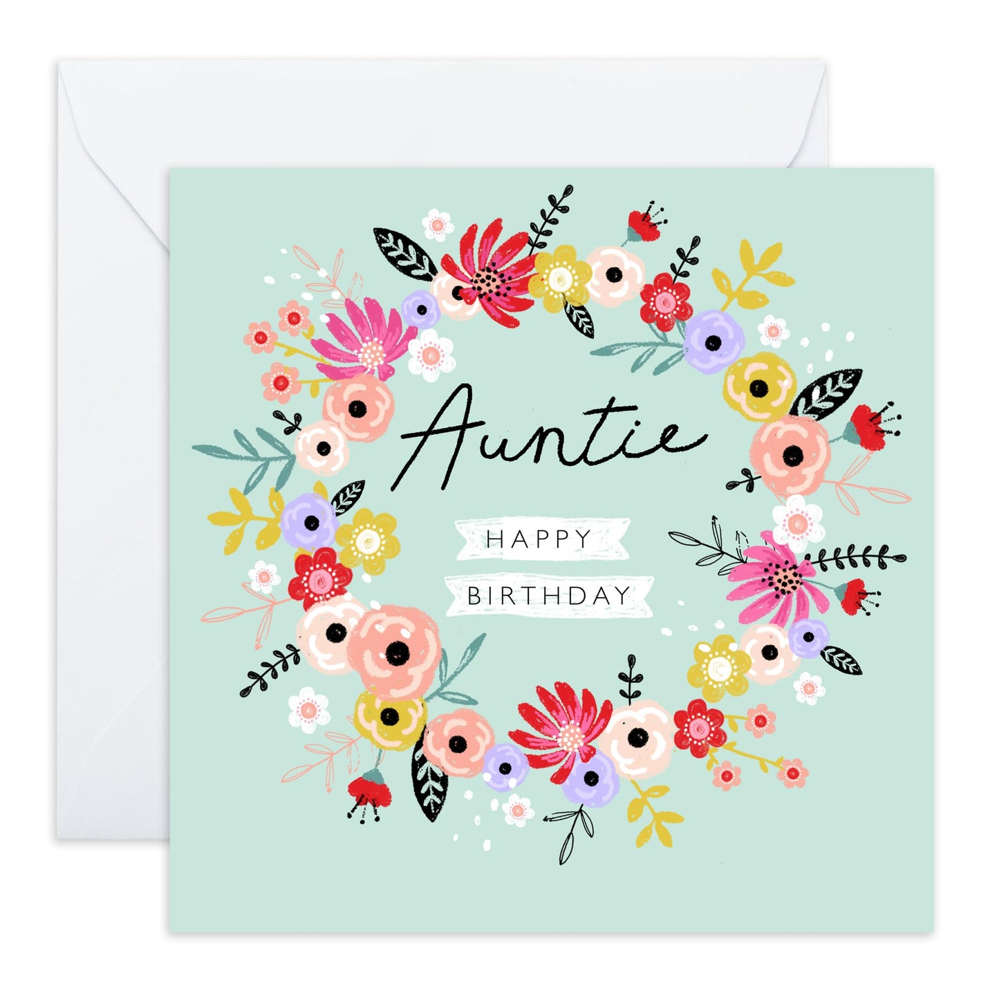 Floral Greeting Cards Birthday Female - Auntie Birthday Card - Pretty Elegant Feminine - Gifts For Her Women Female Aunty Tia - Comes With Fun Stickers By Central 23