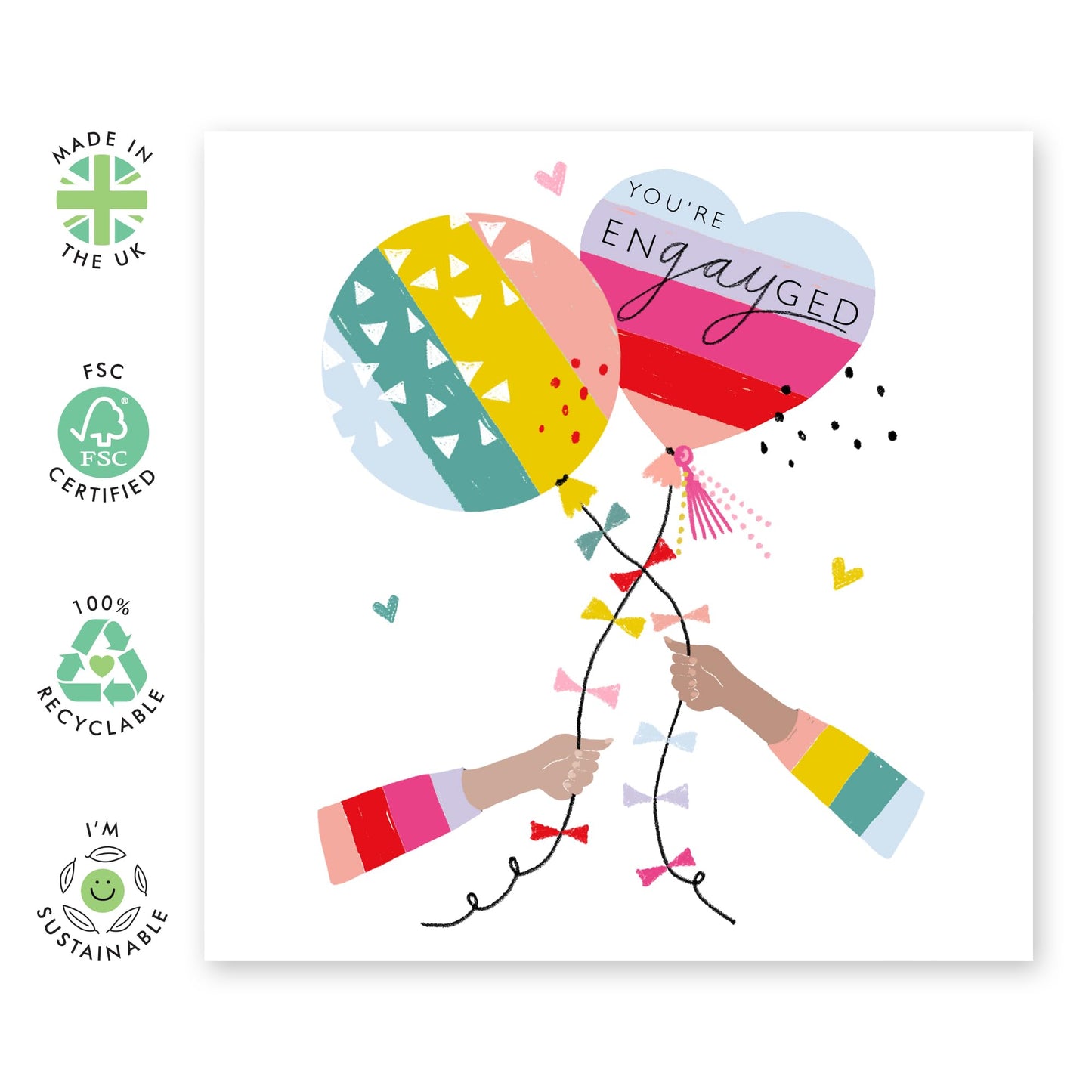 Engagement Congarulations Card - 'LGBT 10' - Gifts for Gays, Lesbian, Him, Her, She, He, His, Her, Ladies, Men, Women, Male, Female, Guys, Girls - In Love - Comes with Fun Stickers