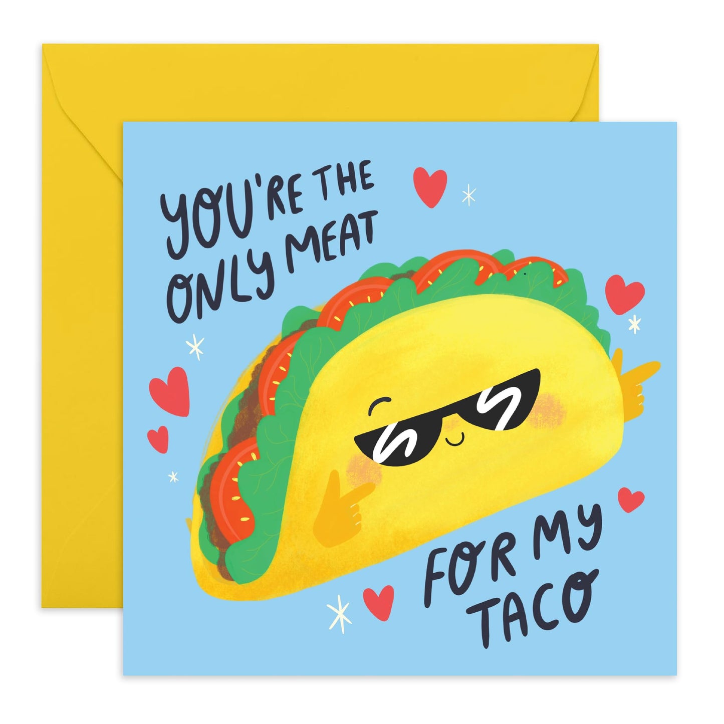 Husband Anniversary Card - You're The Only Meat For My Taco - Raunchy Valentines Day Cards For Men - Boyfriend Birthday Card - Mexican Food Puns Humour - Comes With Stickers By Central 23