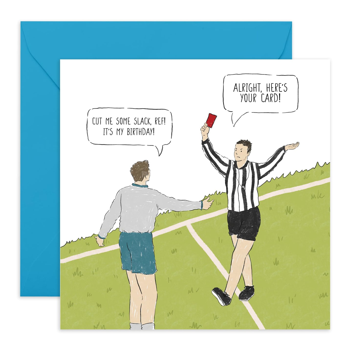 Football Violation Birthday Card - 'Football Ref Birthday' - Gifts for Friends, Buddies, Colleagues, Brother, Coworkers - Cutting Some Slack Literally - Comes with Fun Stickers