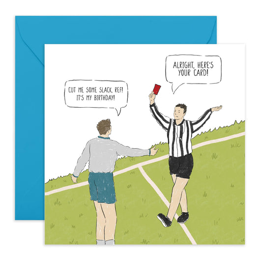 Football Violation Birthday Card - 'Football Ref Birthday' - Gifts for Friends, Buddies, Colleagues, Brother, Coworkers - Cutting Some Slack Literally - Comes with Fun Stickers