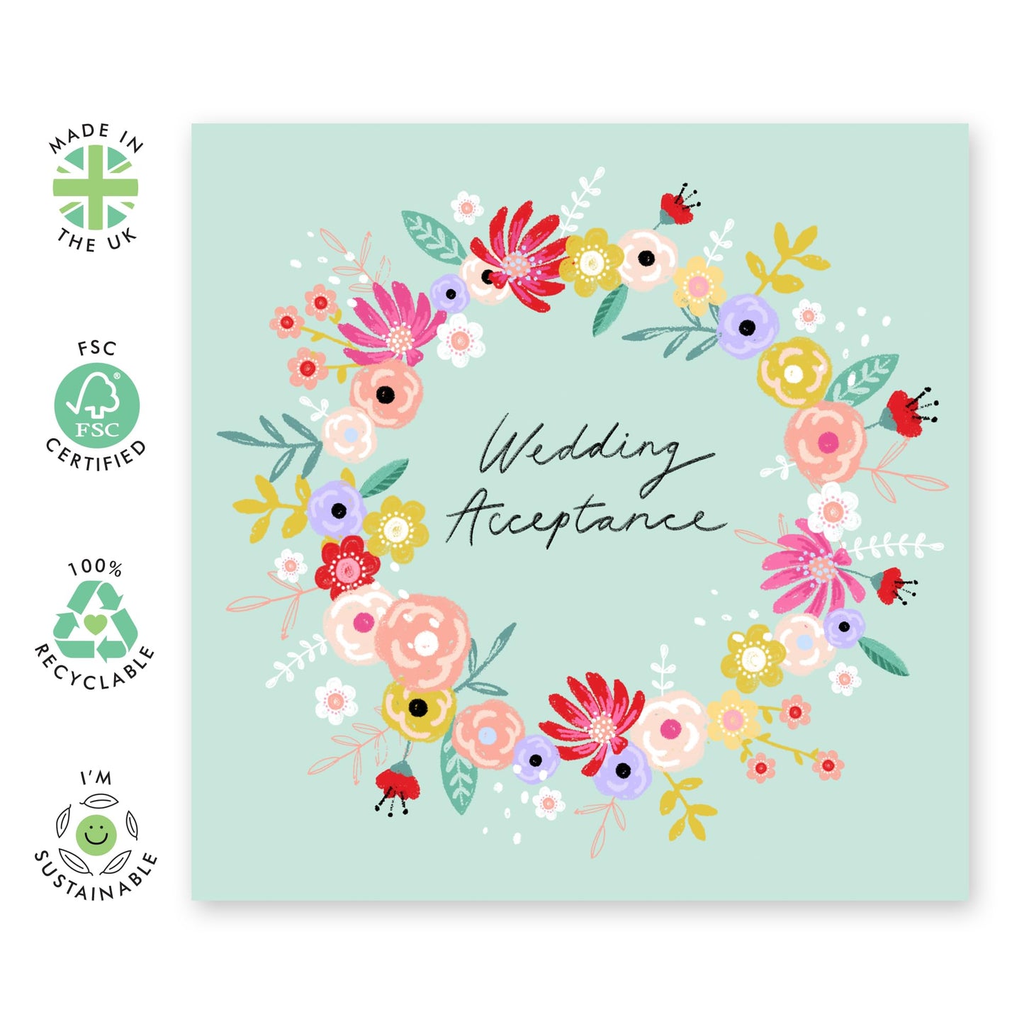 Wedding Acceptance Card For Women Men - Wedding Acceptance Flower Wreath - Rsvp Reply Card For Friends - Wedding Invitations From Groom Bride - For Guest - Comes With Fun Stickers By Central 23