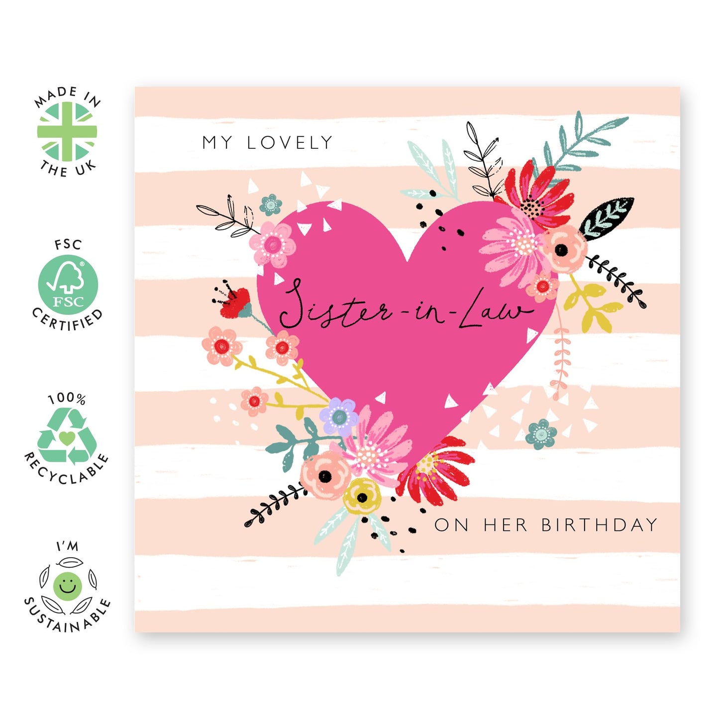 Birthday Cards For Sister In Law - To My Lovely Sis - Birthday Greeting Cards And Envelopes For Sister-in- Law - Heartfelt Gifts For Women Her Female - Comes With Stickers By Central 23