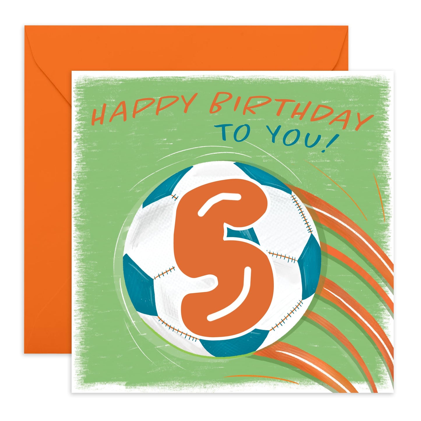 Happy 5th Birthday Card Boy Girl - Football Birthday Cards For Kids Toddler Grandson - Fifth Bday Card For Him Five Year Old - Comes With Cute Stickers By Central 23
