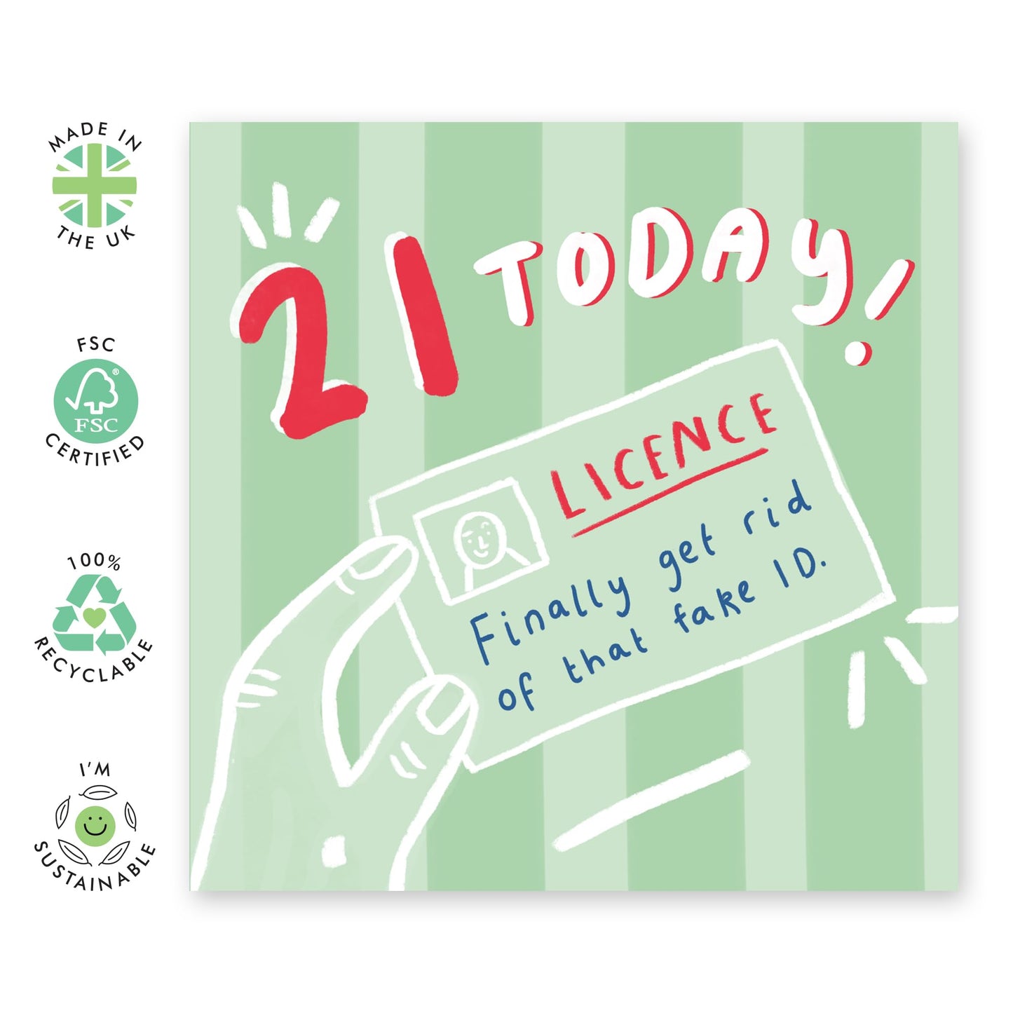 Birthday Greeting Card - '21 TODAY ID' - Perfect for Celebrating a 21st Birthday with a Fun & Milestone Design - Ideal for a Touch of Excitement to the Special Day - Comes With Stickers By Central 23