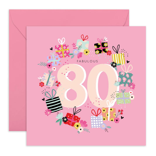 80th Birthday Card For Grandma - Fabulous 80th Presents - Grandmother Birthday Greeting Card - Gifts For Her - Happy Eightieth Birthday Cards Grandmother - Comes With Fun Stickers By Central 23