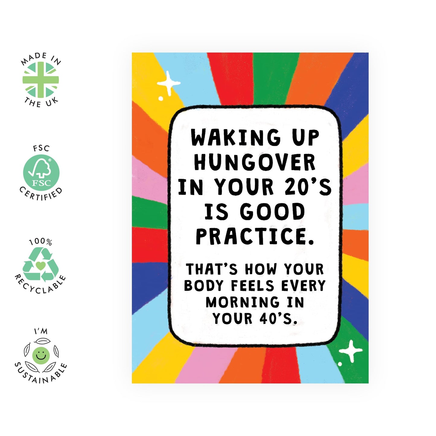 Birthday Card For Her Him - Waking Up In Your 20s Hungover - Twenties Birthday Card For Women Men - Twenty Birthday Card - Gift For Niece Nephews Son Daughter - Comes With Fun Stickers By Central 23