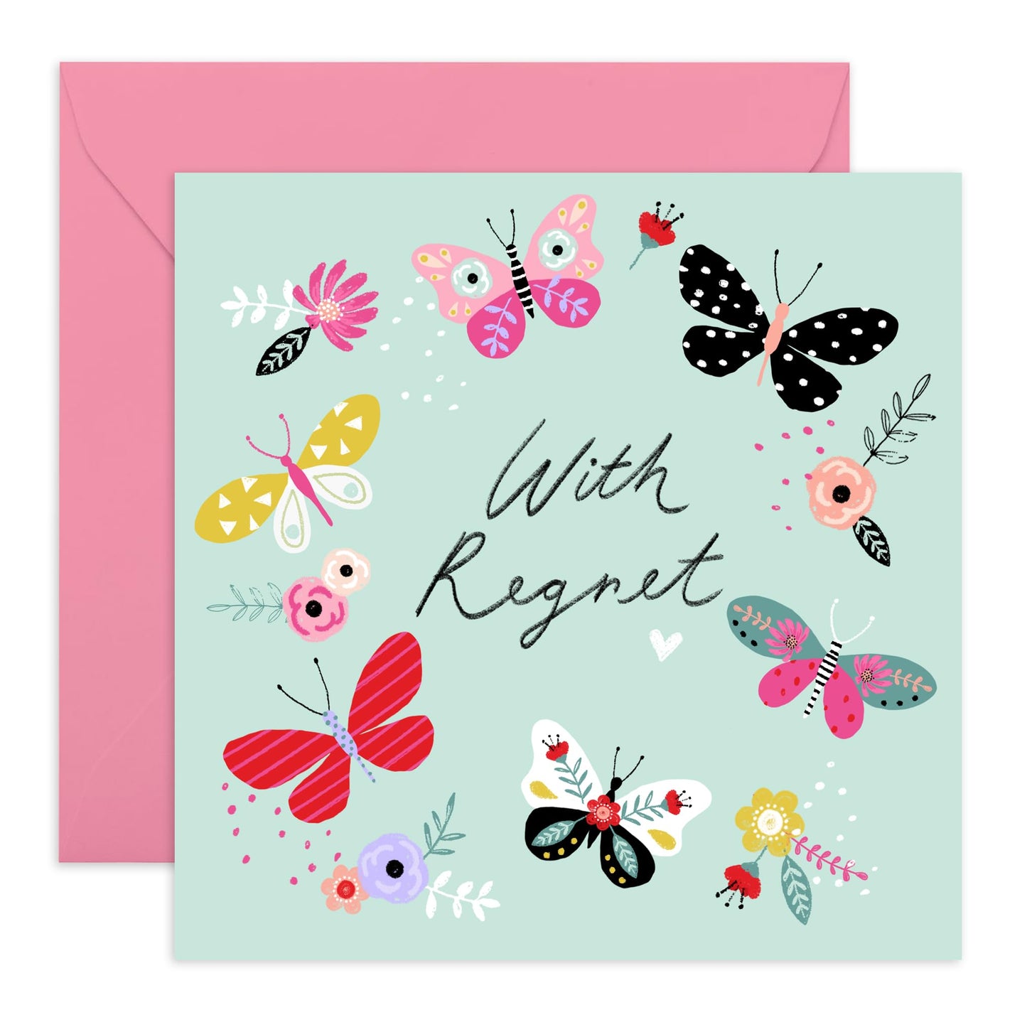 Wedding Invitation Declined Card - With Regret Butterfly - Wedding Regret Card From Guest - Rsvp Reply Card From Entourage - Wedding Invitations Groom Bride - Comes With Fun Stickers By Central 23