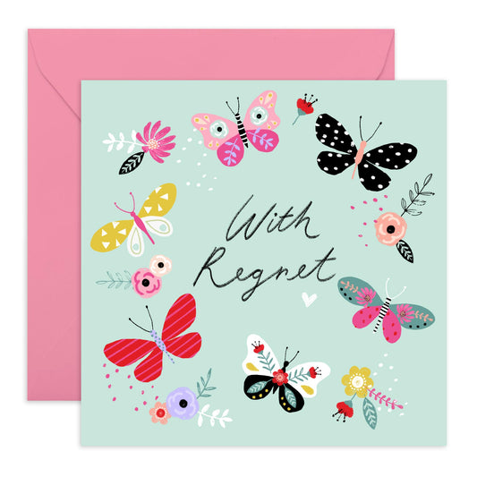 Wedding Invitation Declined Card - With Regret Butterfly - Wedding Regret Card From Guest - Rsvp Reply Card From Entourage - Wedding Invitations Groom Bride - Comes With Fun Stickers By Central 23