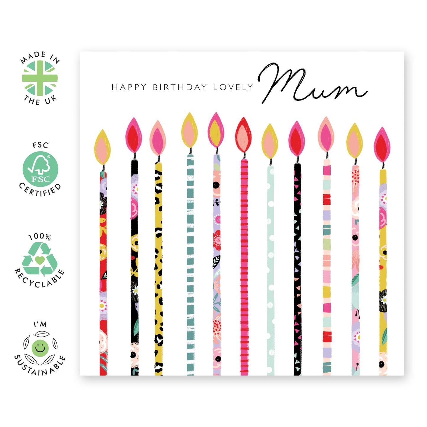 Birthday Card For Mum - Happy Birthday Candle Mum - Pretty Greeting Cards For Mum - Greeting Cards For Mummy - Birthday Card For Mother From Son Daughter - Comes With Fun Stickers - By Central 23