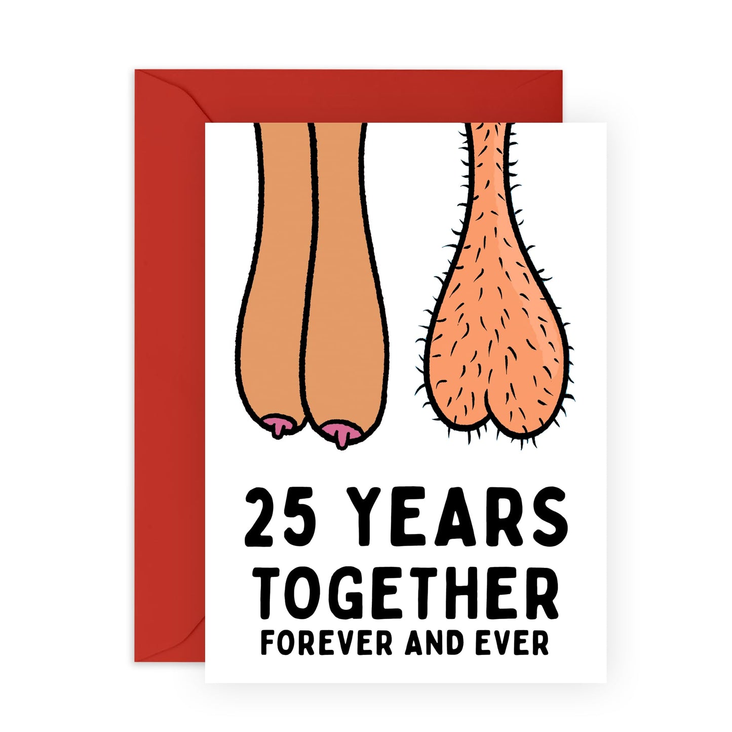 Hilarious 25th Anniversary Card - '25 Years Together Forever' - Gifts for Husband, Wife, Her, Him, Spouse, Partner, Honey, Babe - Balls and Melons - Comes with Fun Stickers