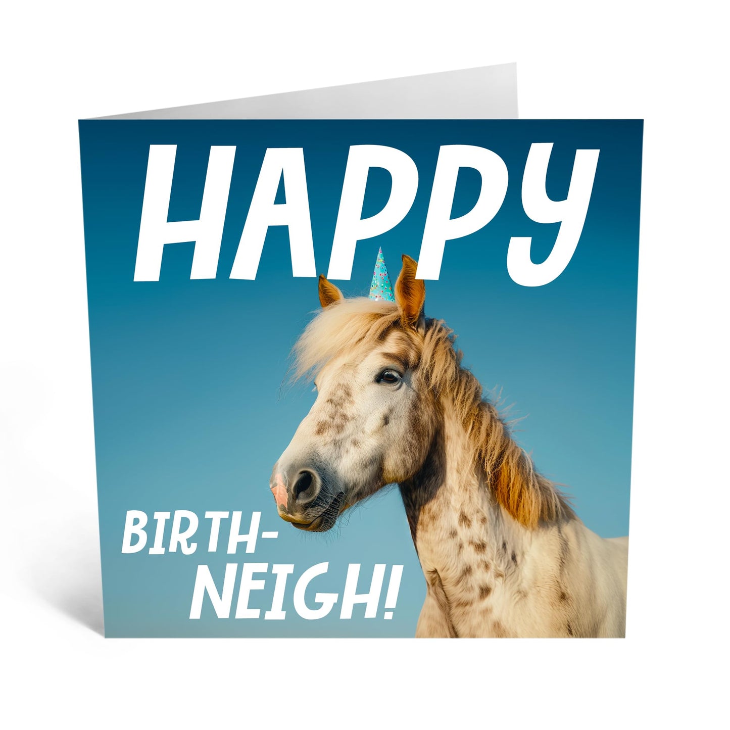 Birthday Greeting Card - 'HAPPY BIRTH NEIGH HORSE' - Perfect for Celebrating with a Fun Twist - Ideal for Horse Lovers & Adding a Playful Touch to Their Special Day - Comes With Stickers By Central 23