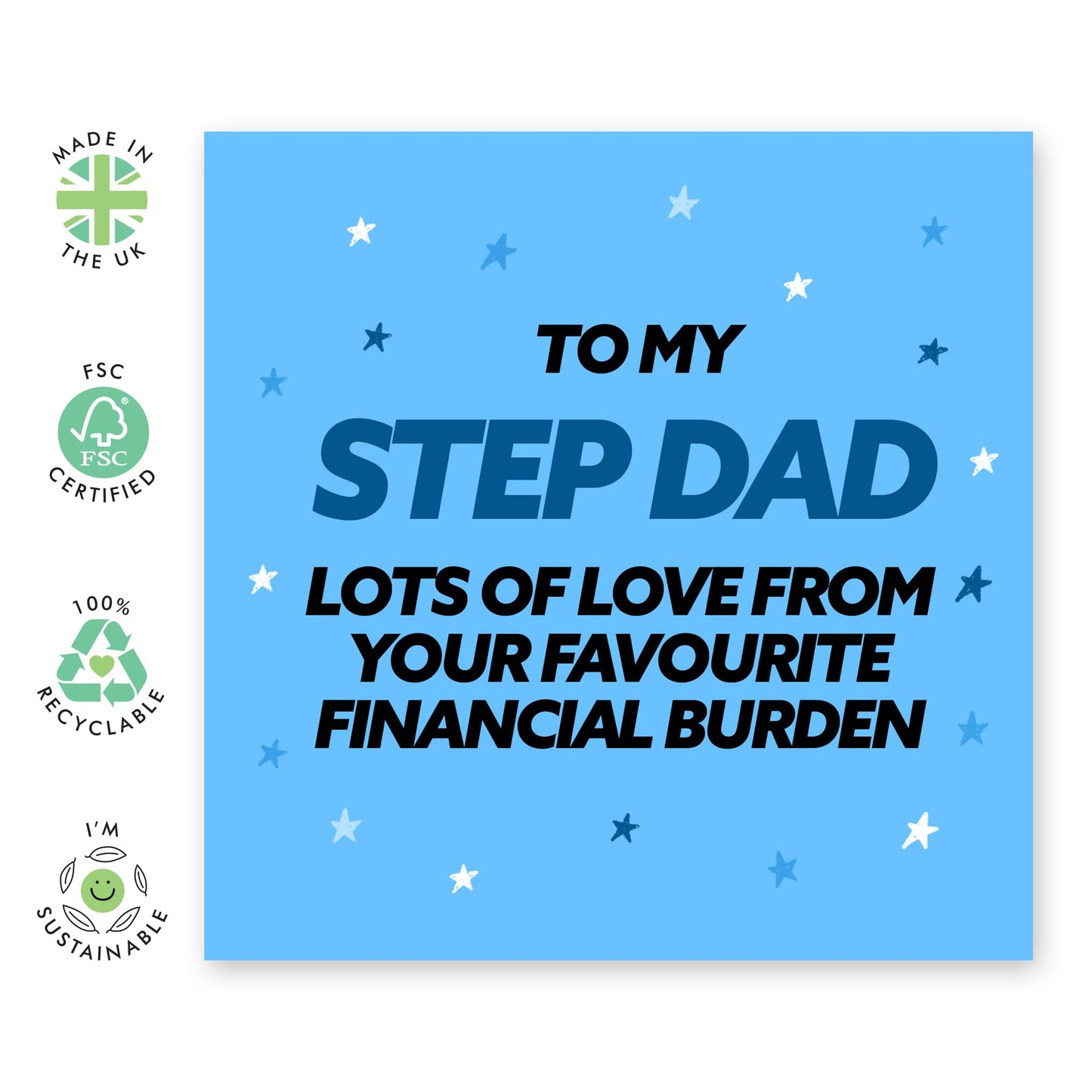 Central 23 Funny Greeting Card - 'STEP DAD FINANCIAL BURDEN' - For Step Dads Daddy - Gift for Father’s Day or Any Occasion - Show Appreciation with a Humorous Twist - Comes with Stickers