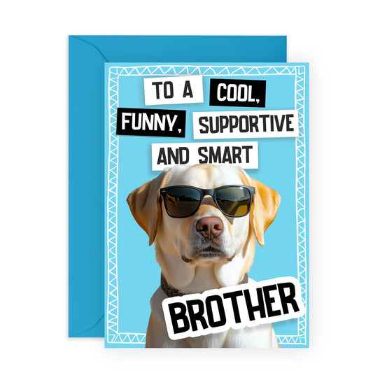 Greeting Card - 'BROTHER DOG' - Perfect for Celebrating the Special Bond Between Siblings - Ideal for Adding Warmth and Affection to Any Occasion for Your Brother - Comes With Stickers By Central 23