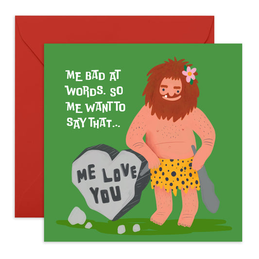 Funny Birthday Cards For Women - Me Love You Caveman - Anniversary Card For Wife Girlfriend Fiancee - Valentines Day I Love You Gifts For Her - Comes With Stickers - By Central 23