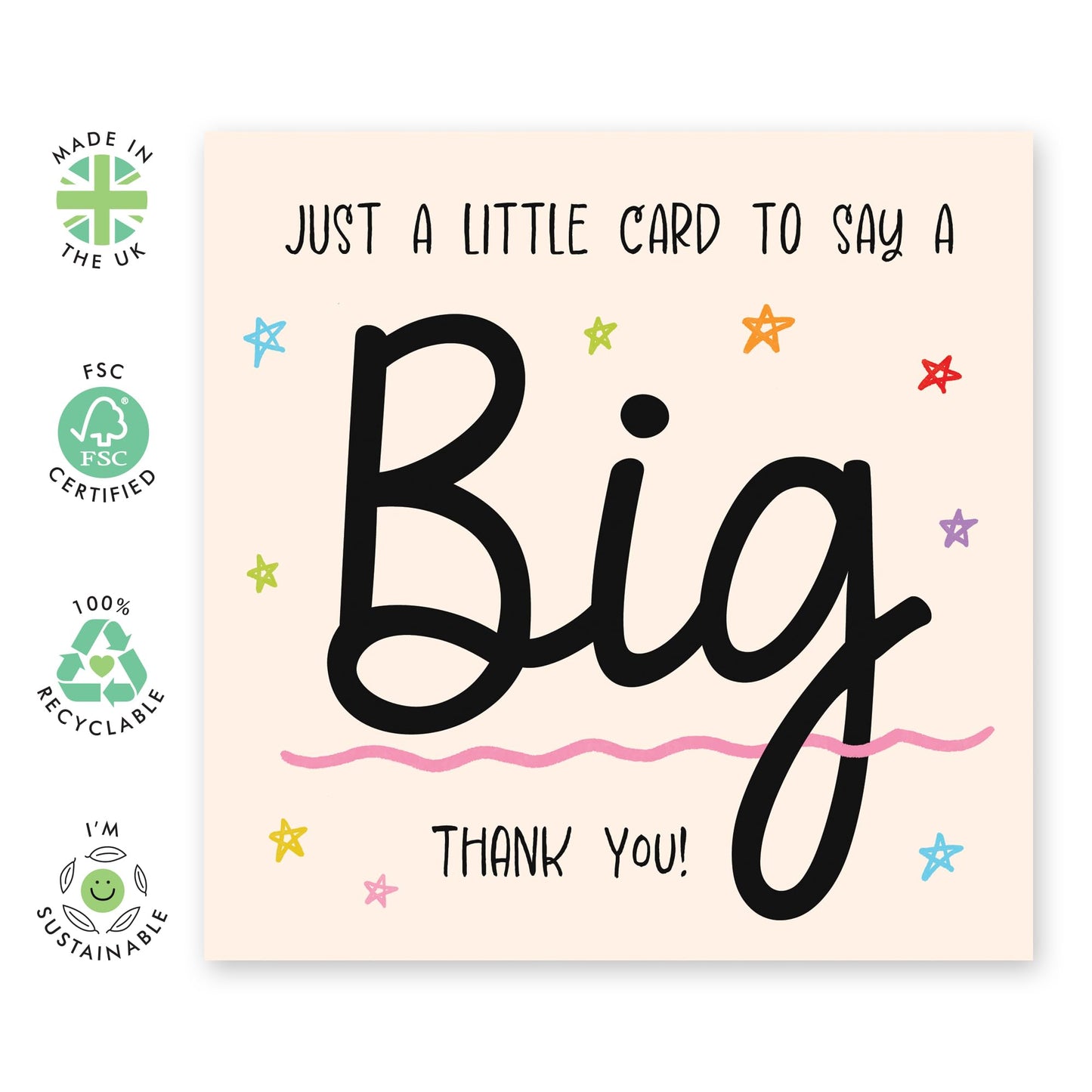 Big Thank You Card for Him Her –Colourful Appreciation Card – Gifts for Friends, Mum, Dad, Brother, Sister, Neighbour, Teammates, Classmate, Teachers, Colleagues, Coworkers - Comes with Stickers