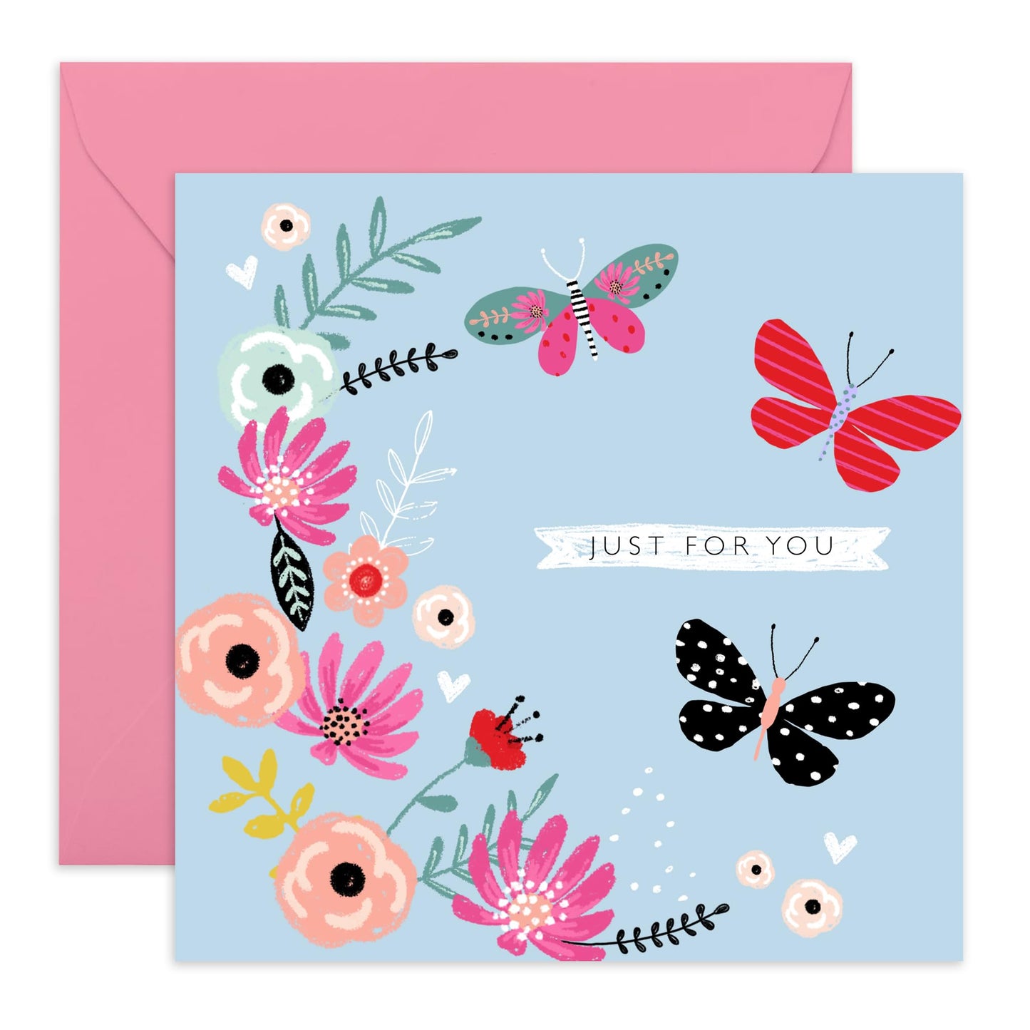 Butterfly Greeting Cards Birthday For Her - Just For You - Floral Design - Blank Cards With Envelope - All Occasion Card For Sister Mum Nan Aunt Her - Comes With Stickers By Central 23