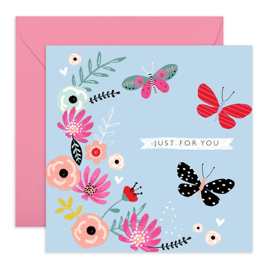 Butterfly Greeting Cards Birthday For Her - Just For You - Floral Design - Blank Cards With Envelope - All Occasion Card For Sister Mum Nan Aunt Her - Comes With Stickers By Central 23